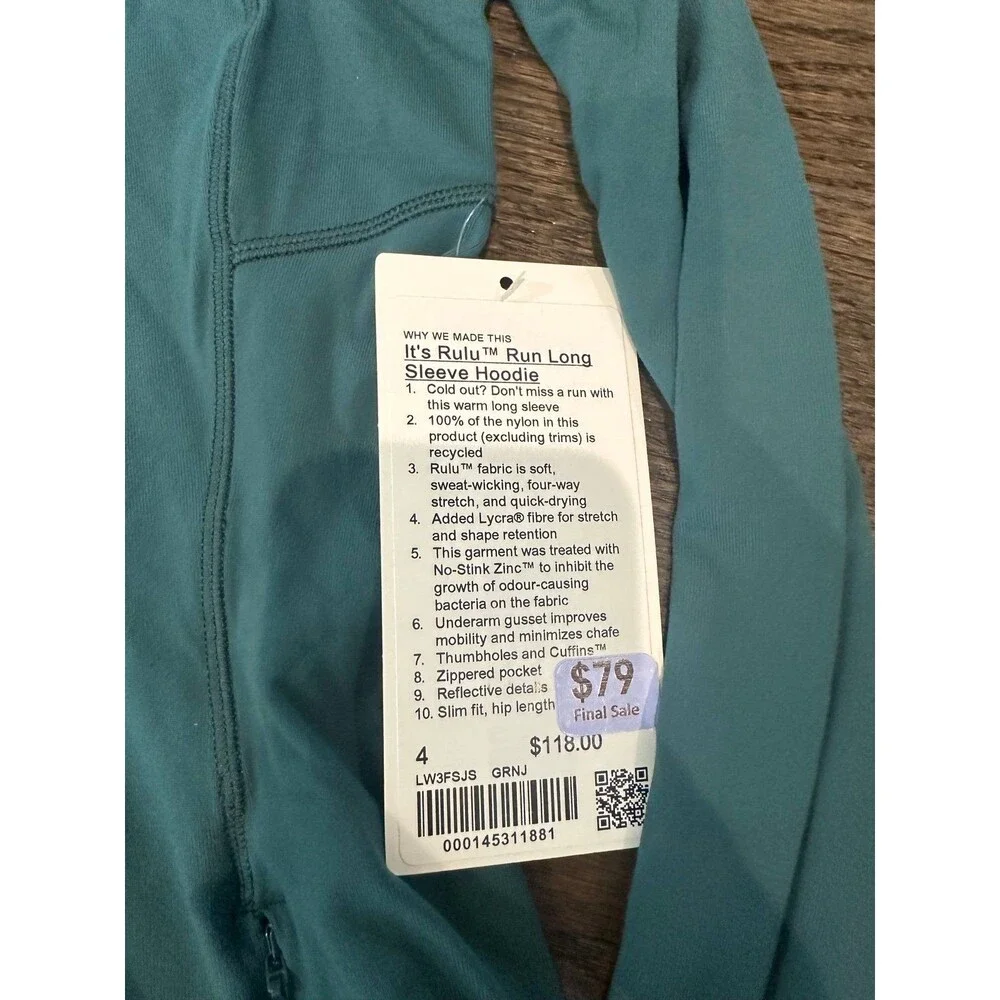 NWT lululemon it’s rulu run long sleeve sz 4 - Picture 2 of 2